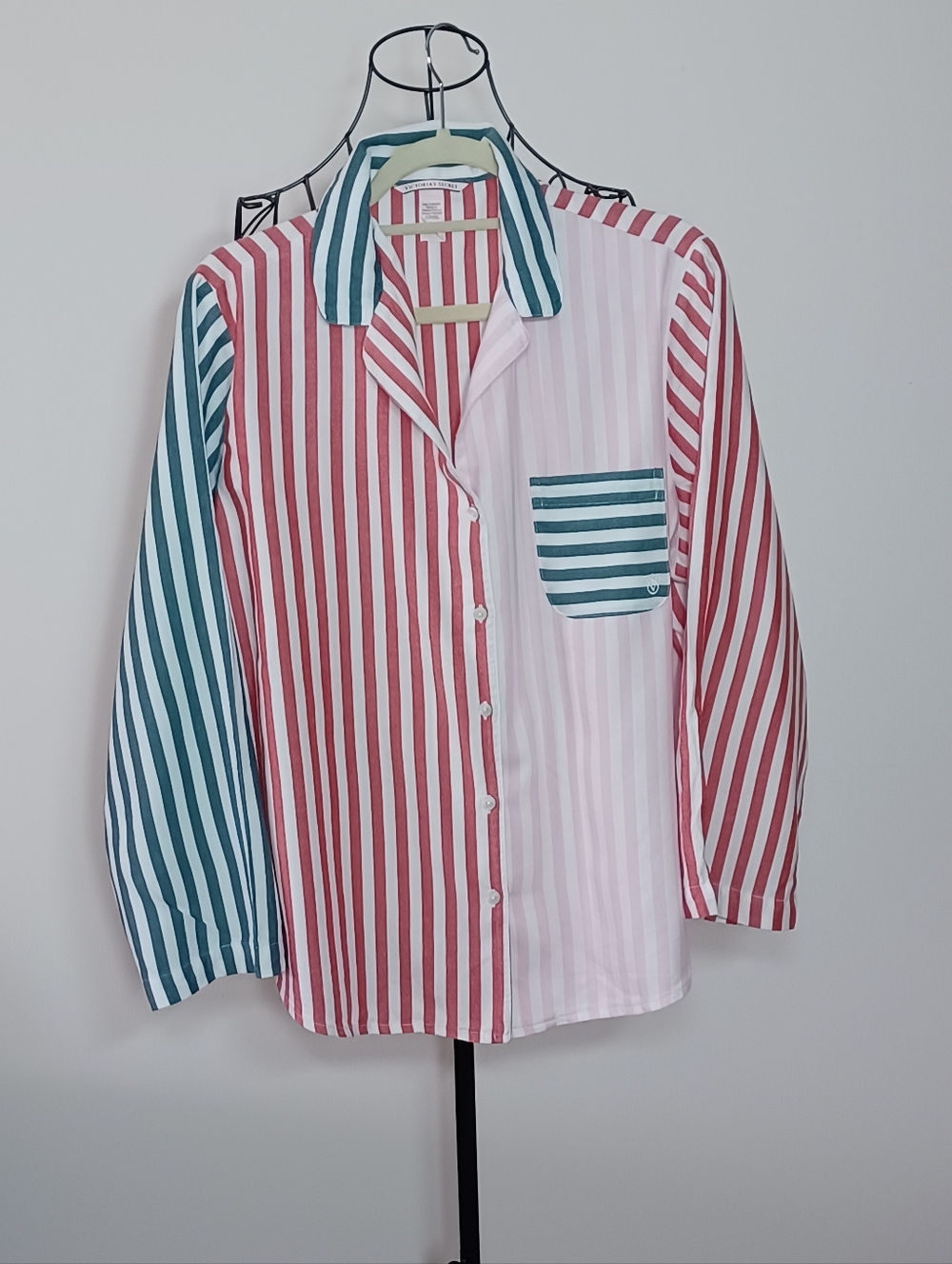 Victoria Secret Striped Pajama Top Sleep Shirt Cotton Modal- Size XL